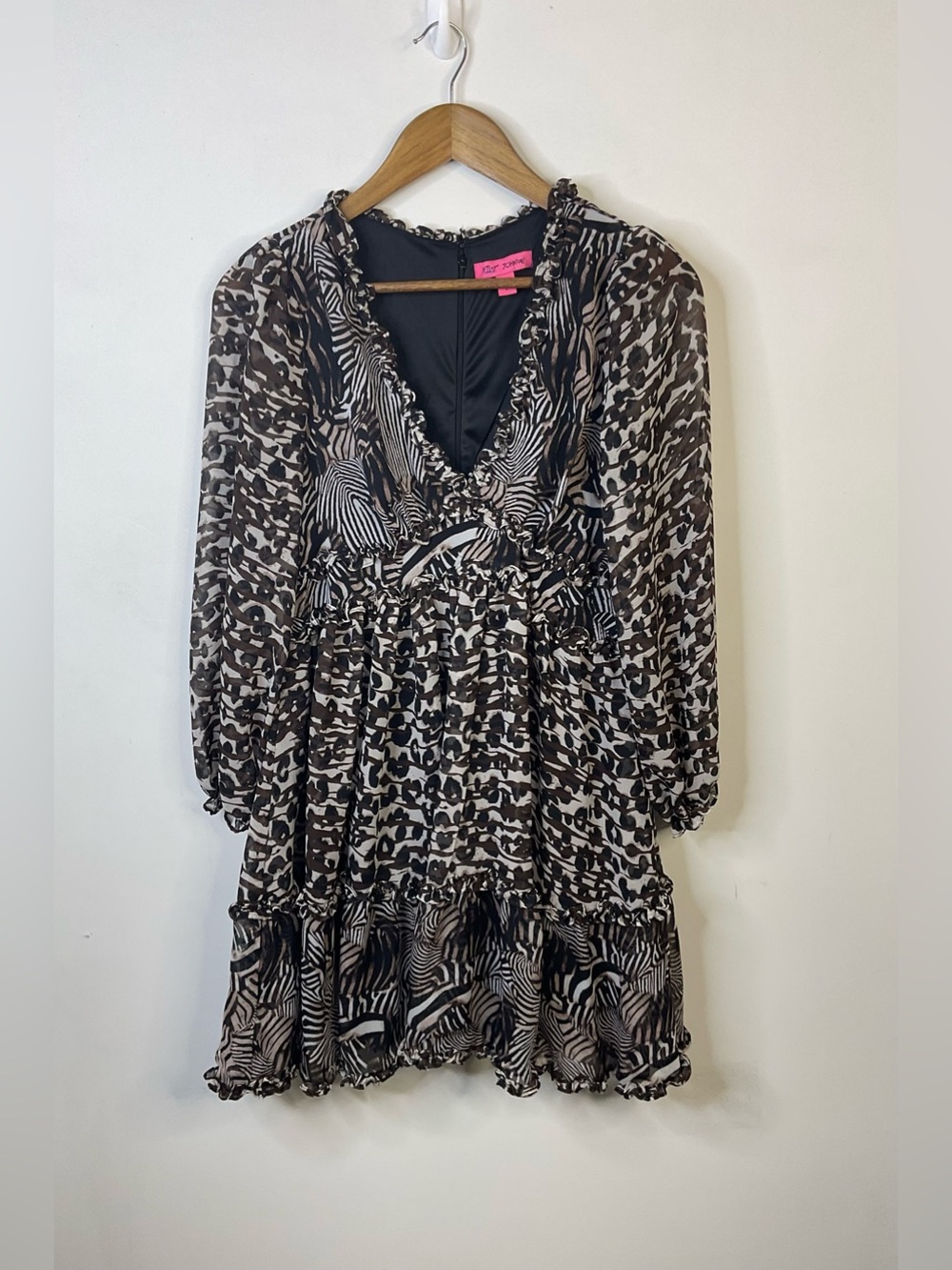 Betsey Johnson Animal Allover Print Baby Doll Dress Size 6